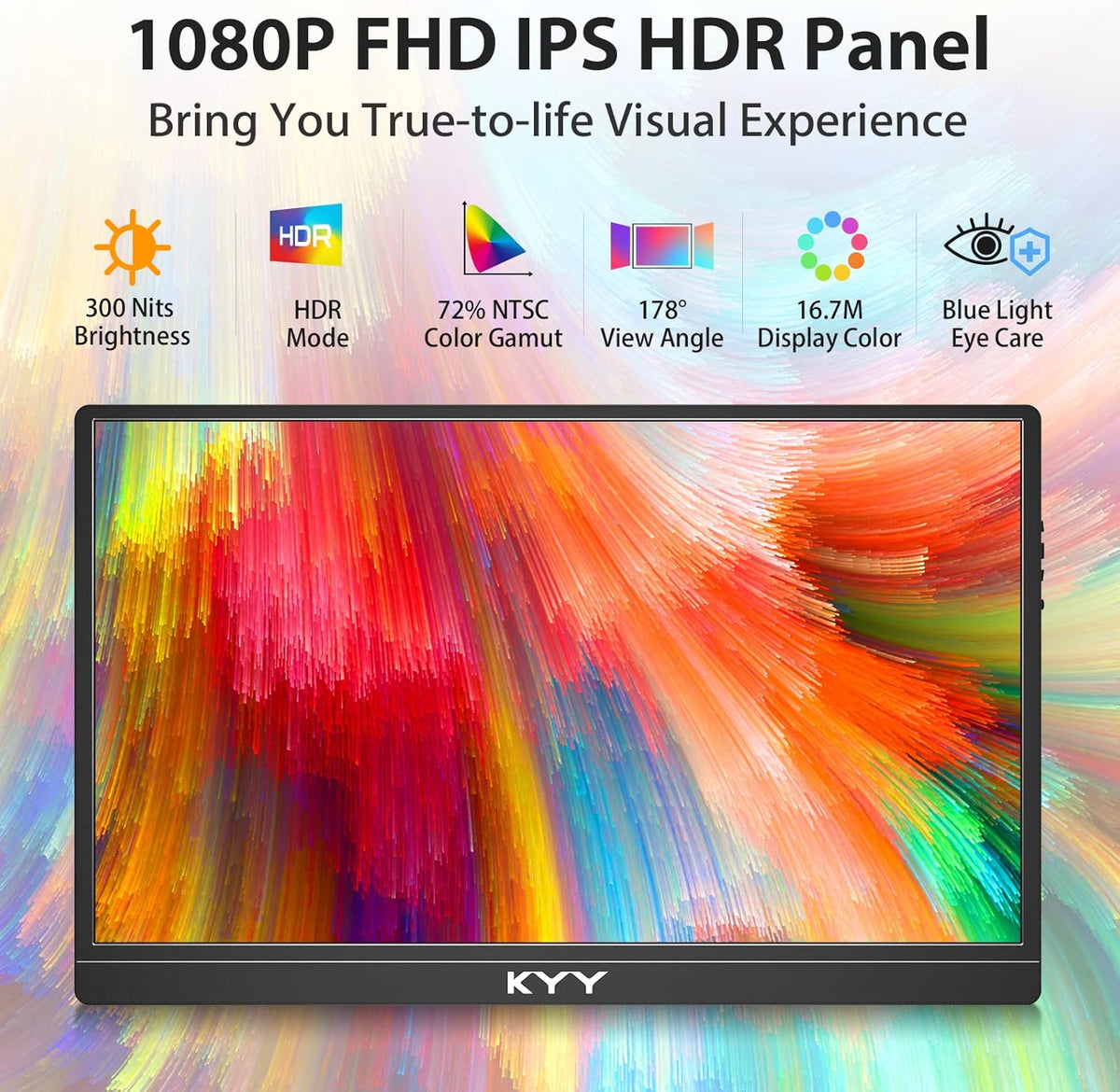 KYY Portable Monitor Newest 15.6'' FHD 1080P USB-C HDMI Laptop Monitor w/ Smart Cover Bag & Dual Speakers, External HDR Computer Screen, Travel Gaming Monitor for PC MAC Phone Xbox PS4/5 - QUORE