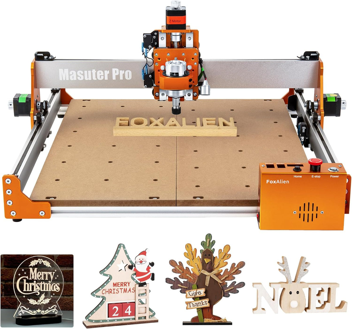 FoxAlien Masuter Pro 4040 CNC freesmachine, 400x400x60mm volledig aluminium graveermachine, 3-assig hout graveren, acryl graveren, aluminium, MDF graveren graveermachine Grbl besturing
