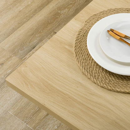 HOMCOM Dining Table, Island, Kitchen, Storage Cabinet, Table with Large Worktop, 4-6 People, Cabinet with 4 Doors and Shelves, Wood, Dimensions: 110 x 70 x 75.5 cm, White and Natural - QUORE