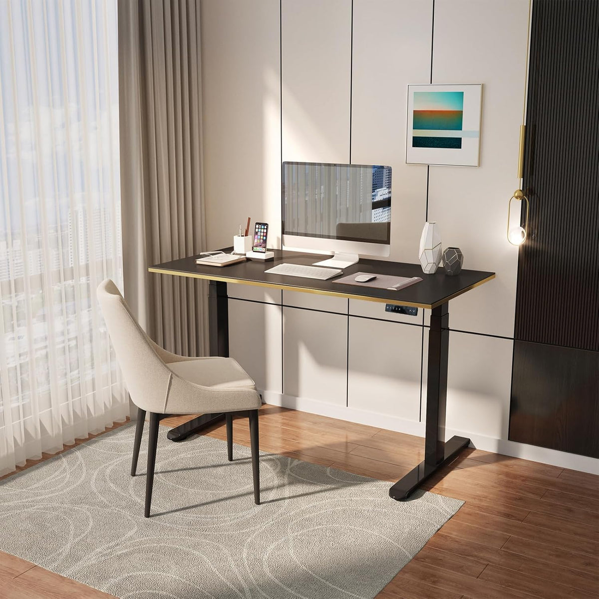 AIMEZO Electric Height Adjustable Desk Frame with Dual Motors, 4 Memory Control and Anti-Collision Protection, Load Capacity up to 120kg, Black - QUORE