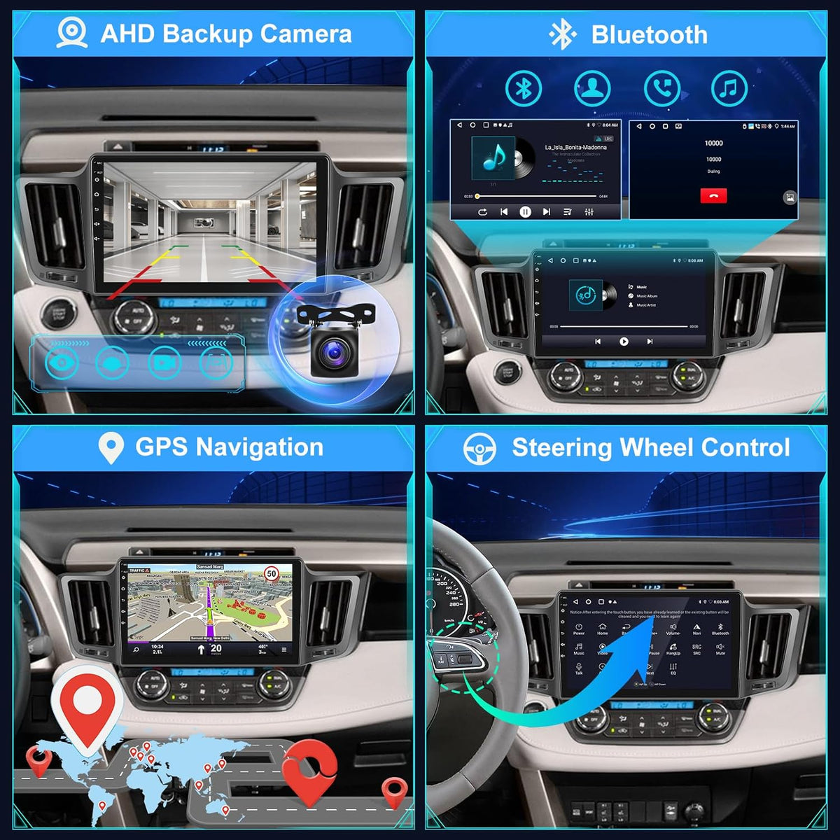 [2+64G]Android 13 Car Stereo for Toyota RAV4 2013-2019 with Wireless Carplay & Android Car, 10.1 Inch Touch Screen Car Radio with WiFi GPS Mirror Link DSP FM/RDS Radio SWC + AHD Rear View Camera