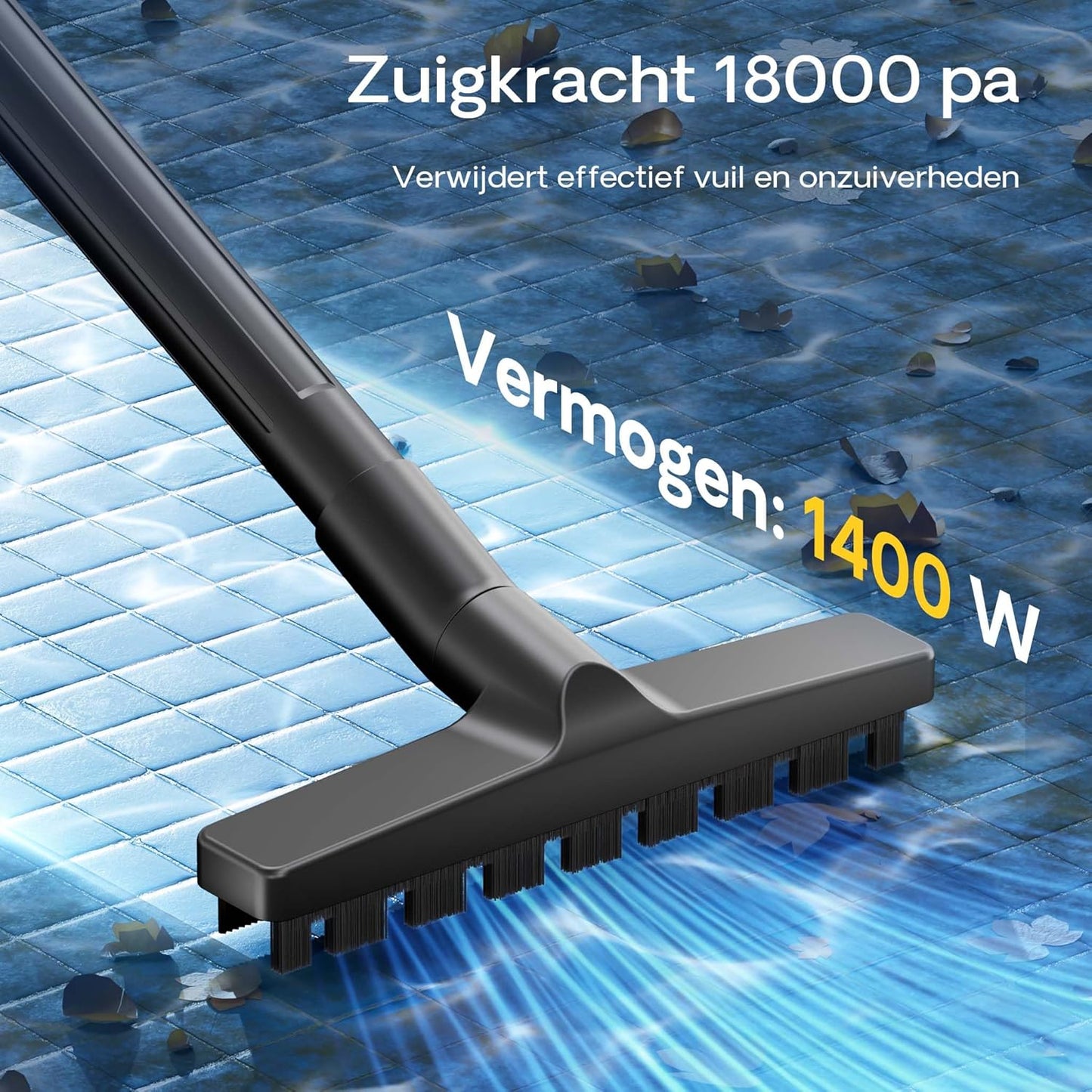 Wiltec vijverstofzuiger 1400 W motor nat droog stofzuiger voor vijver en zwembad 30 liter capaciteit bodemzuiger automatisch leegmaaksysteem