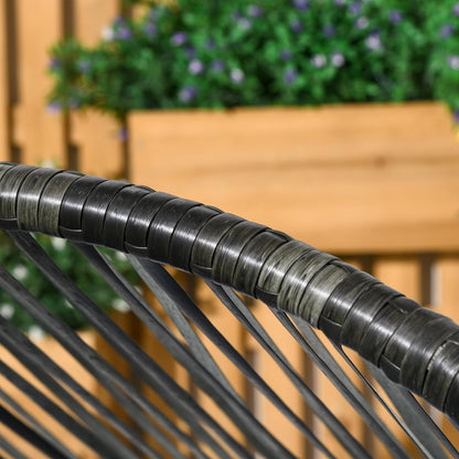 Outsunny Rattansessel, Rattan Korbsessel mit dickem Sitzkissen, Gartensessel in Eiform, 120 kg load bar, für Terrasse, Garten, Grau