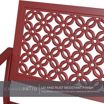 Grand patio Tuinbank, outdoorbank met 2-3-zits, roestbestendig, gestempeld patroon, kleur naar keuze, geschikt voor binnen en buiten, terras en park (Bossa Nova Red)
