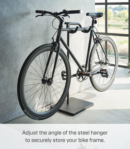 Yamazaki 1966 TOWER Bicycle Stand, black, Steel / Polypropylene / Silicone, 38 x 33 x 94 cm