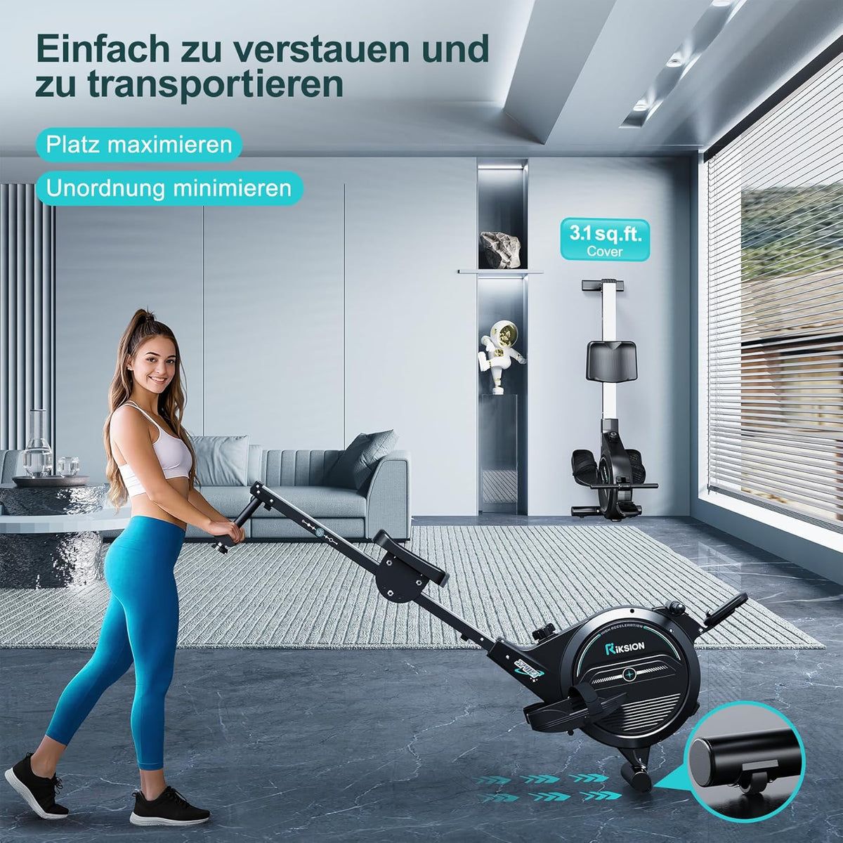 [2026 Test version] Rudergerät für Zuhause mit Magnet-Fitnesstrainer,Rudergerät 16 Stufen Widerstand,Indoor-Gerät für das Home-Gym, Cardio-Trainingsgerät, 160 kg Kapazität mit LCD-Monitor - QUORE
