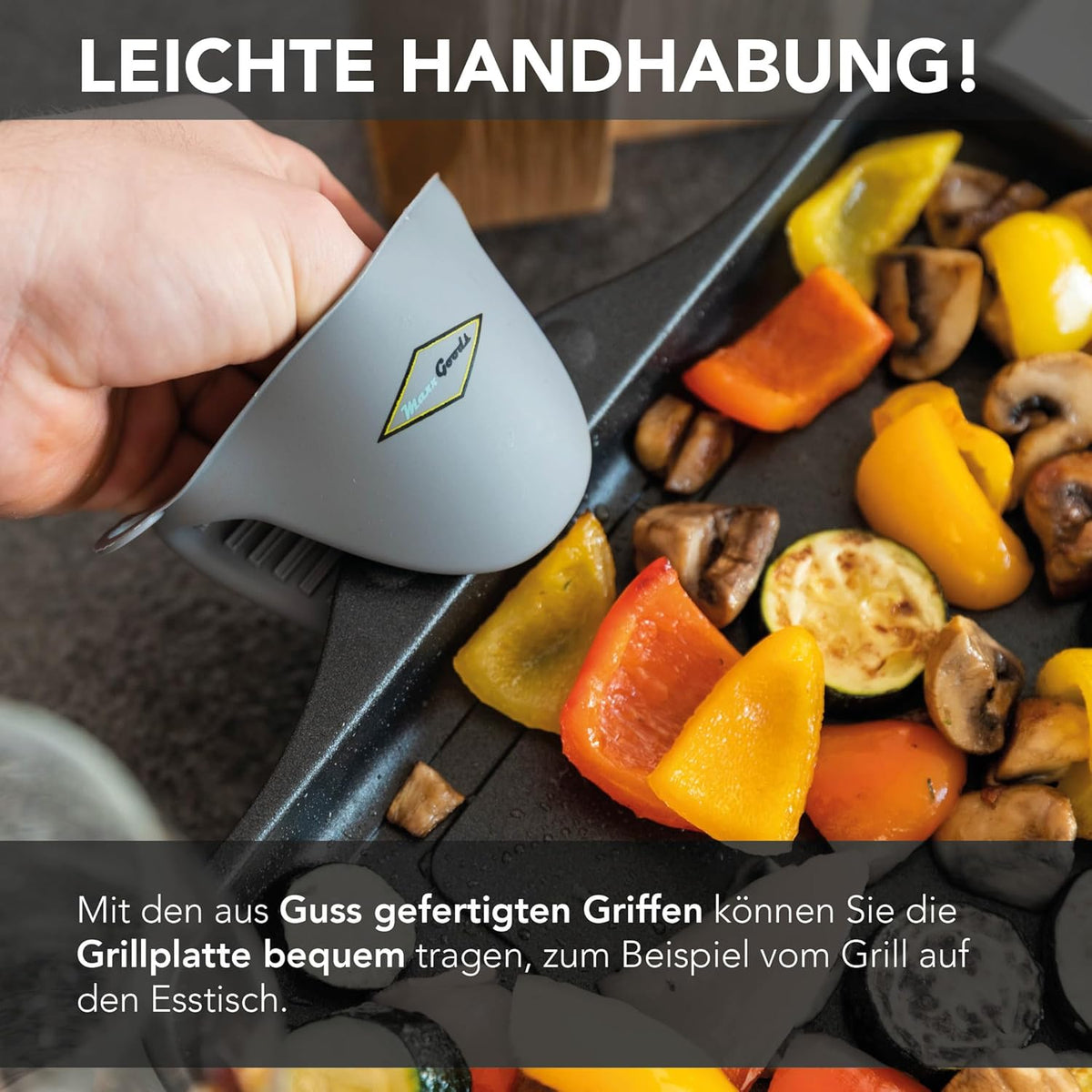 Gegoten aluminium grillplaat Teppanyaki (41 x 24 x 2,5 cm) voor inductie en alle gangbare kookplaten - keramisch oppervlak - anti-aanbaklaag - antislip - Made in Germany - PFOA-vrij