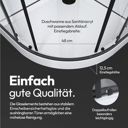 Vierkante Douchecabine – Douchecabine Met Douchebak – Glazen Douchecabine – Aluminium Douchecabine – Moderne Douche – 85x85x198 cm – 4 mm Veiligheidsglas – Comfortabele Instaphoogte