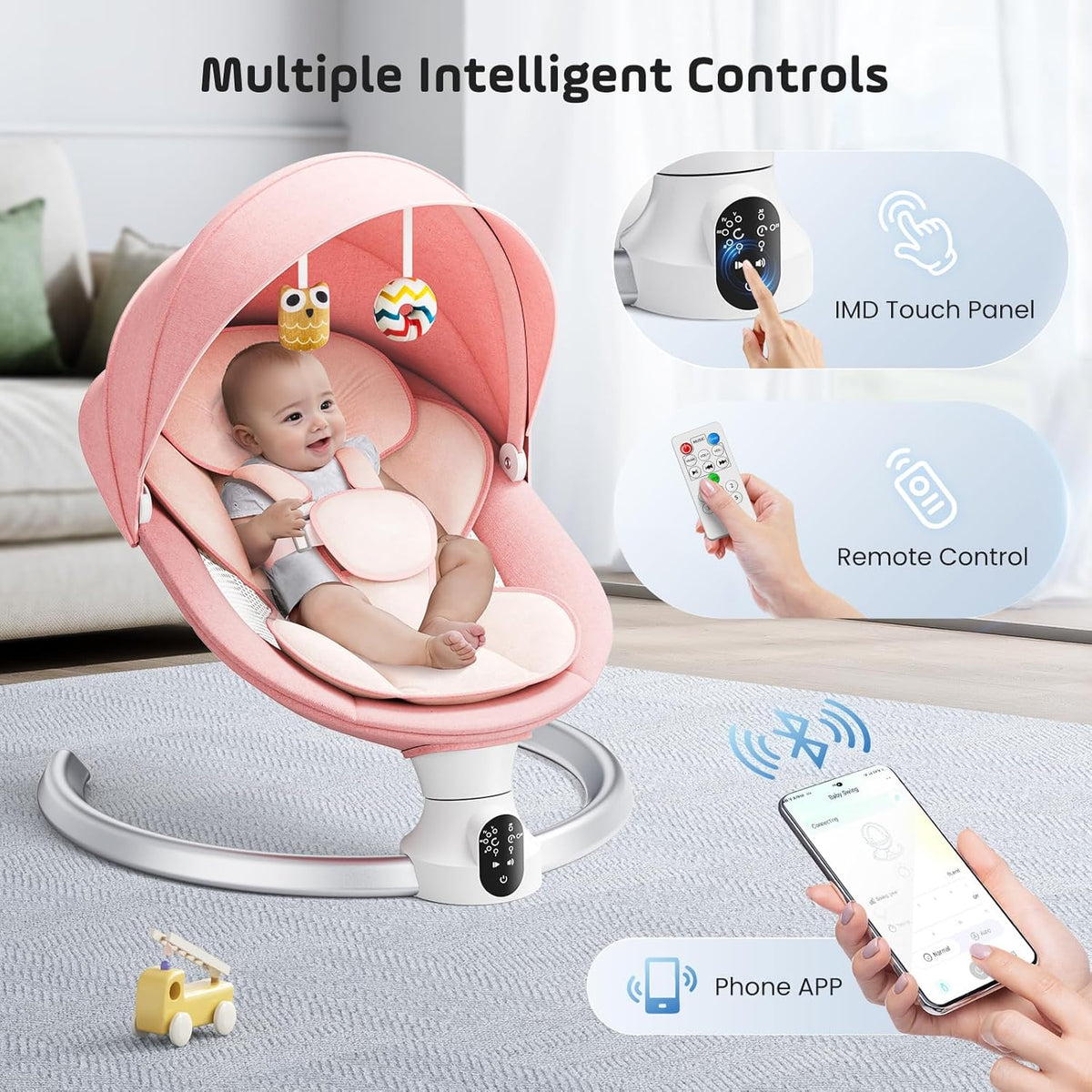 BlundiQue Pink Bouncer for Babies, Lamb, Grey, Soft and Lined - QUORE