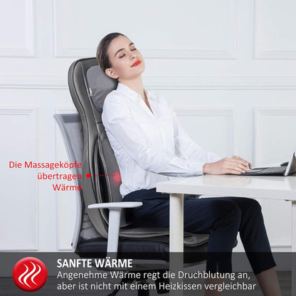 Massagestoelkussen – Massagekussen – Shiatsu Stoelkussen – Rugmassager – Nekmassagekussen – Verstelbare Nekmassage – Warmtefunctie Met 3 Massagezones