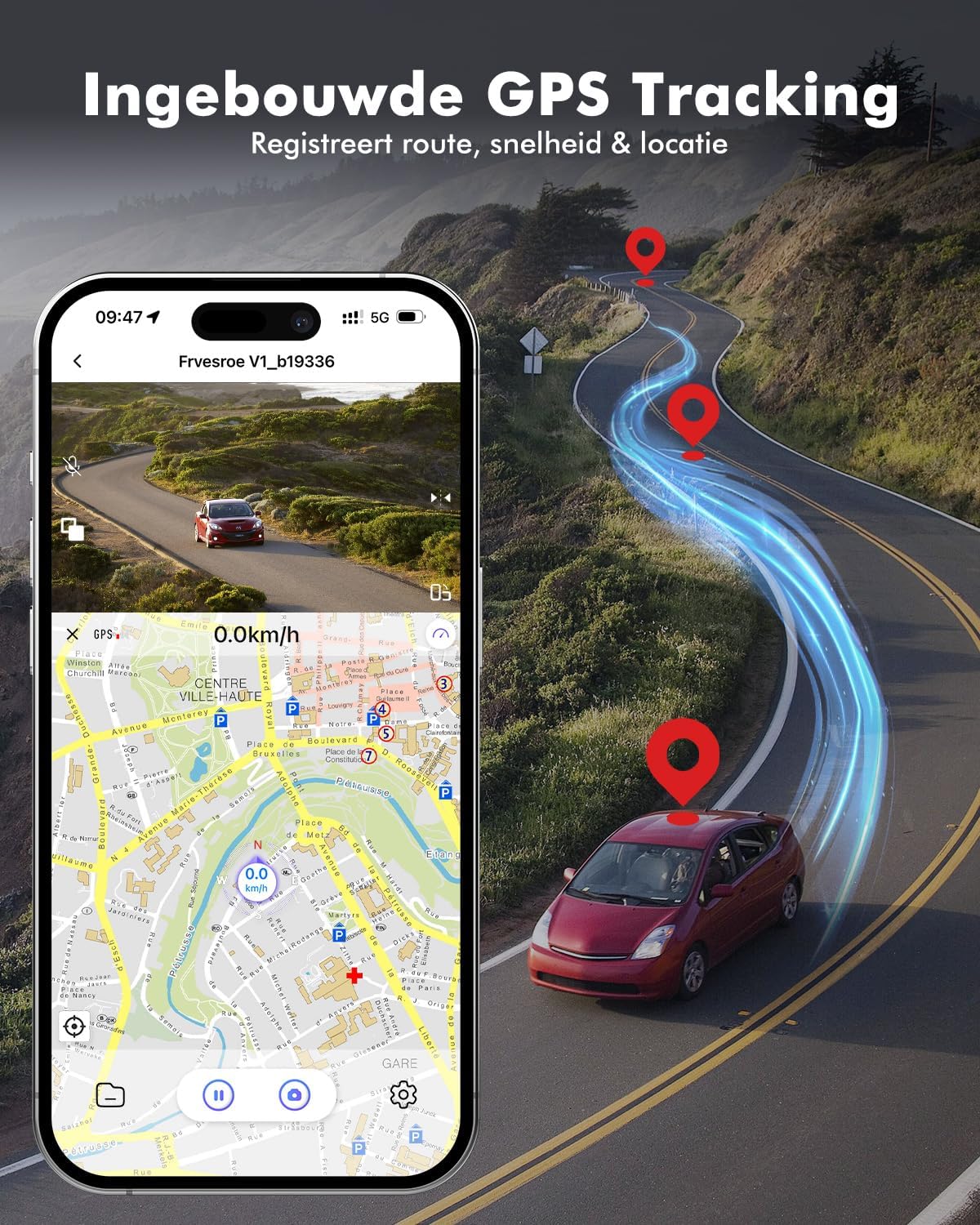 3-Kanaals Dashcam Auto, 4K UHD Voorkant + Full HD Achter + Interieur, Dashcam met 24u Parkeerbewaking, WiFi 6 & GPS, HDR/WDR Nachtzicht, 3 inch IPS dash cam met 64GB kaart (V1)