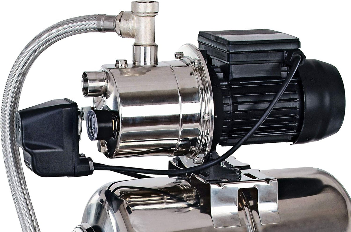 Hydrofoorpomp Met Drukvat – Waterpomp – Drukpomp – Huispomp – Tuinpomp – Roestvrij Staal – 1.000 W, 4,5 Bar, 4.350 L/U