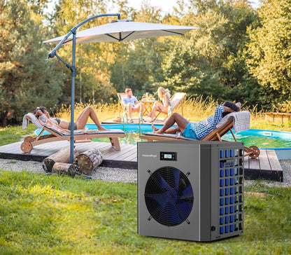 5 KW Elektrische zwembadwarmtepomp voor opbouwzwembad, zwembadverwarming, warmtepomp, zwembad tot 20.000 l, 20 m³, wifi-bediening, 220 V, 240 V, 50 Hz
