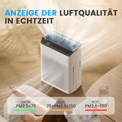 Operan Luchtreiniger met allergieën, Advanced Air Purifier voor appartementen en rookkamers, Wi-Fi & App Control, CADR 340 m³/h (158 m²), Smart Auto-mode, HEPA-filter tegen stof, pollen, dierenharen