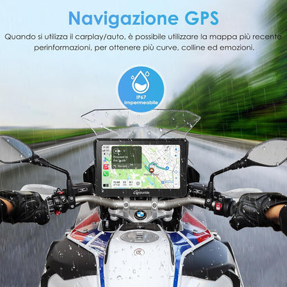 Carpuride W702B Motorfiets Carplay Scherm met Custom Mount voor BMW Motorbike, Wireless CarPlay en Android Auto, Draagbaar 7 inch Waterdicht Touchscreen, Dual Bluetooth, Navigatie, Siri.
