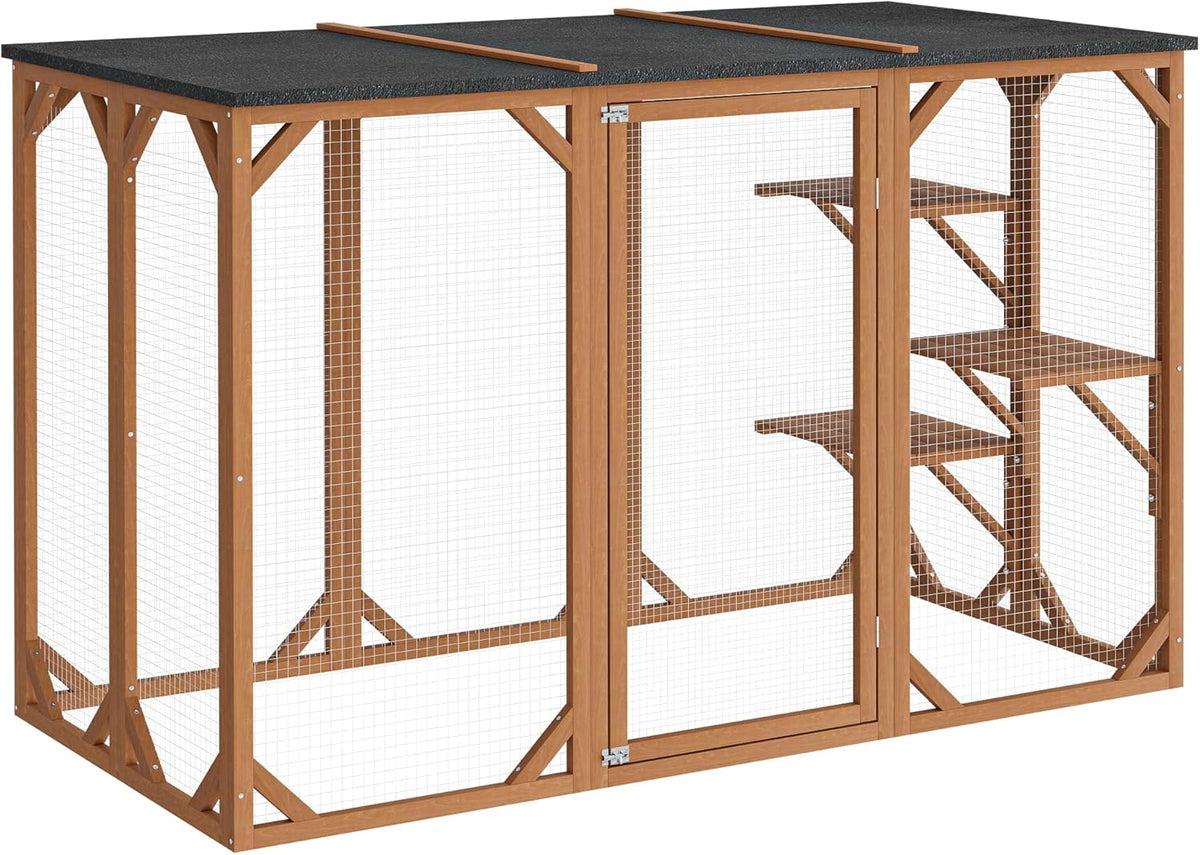 Houten outdoor huisdier box voor katten 180 x 80 x 114 inch met 3 platforms