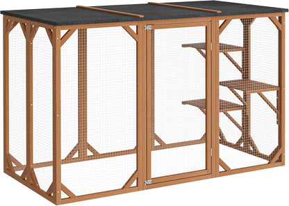 Houten outdoor huisdier box voor katten 180 x 80 x 114 inch met 3 platforms