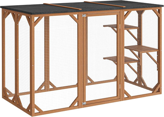 Houten outdoor huisdier box voor katten 180 x 80 x 114 inch met 3 platforms