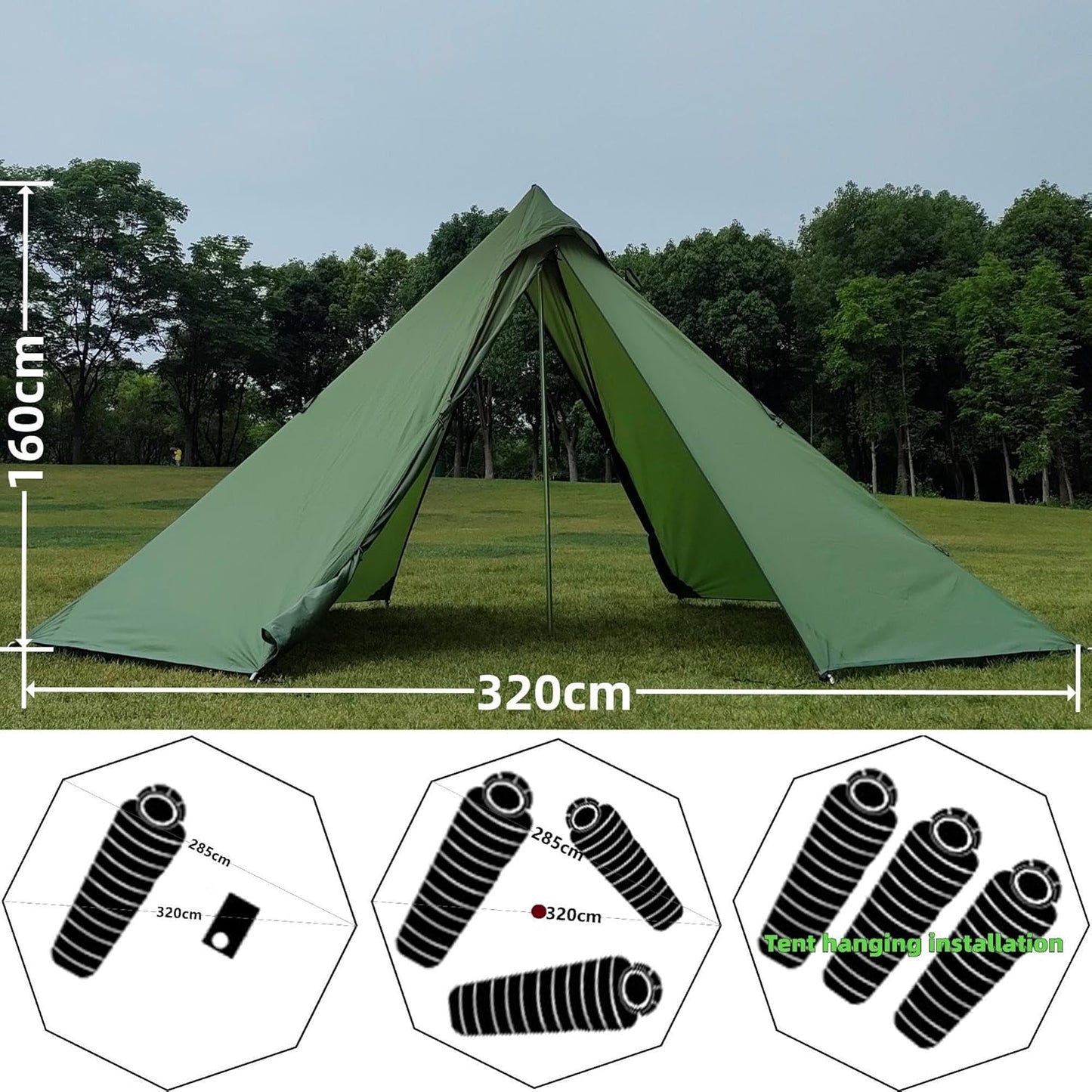 Longeek 1-4 Persoon Tipi Tent Camping Wandelen Verwarmde Onderdak HUT Schoorsteen hot Tipi Gemakkelijk Opzetten