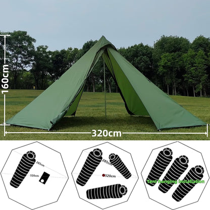 Longeek 1-4 Persoon Tipi Tent Camping Wandelen Verwarmde Onderdak HUT Schoorsteen hot Tipi Gemakkelijk Opzetten