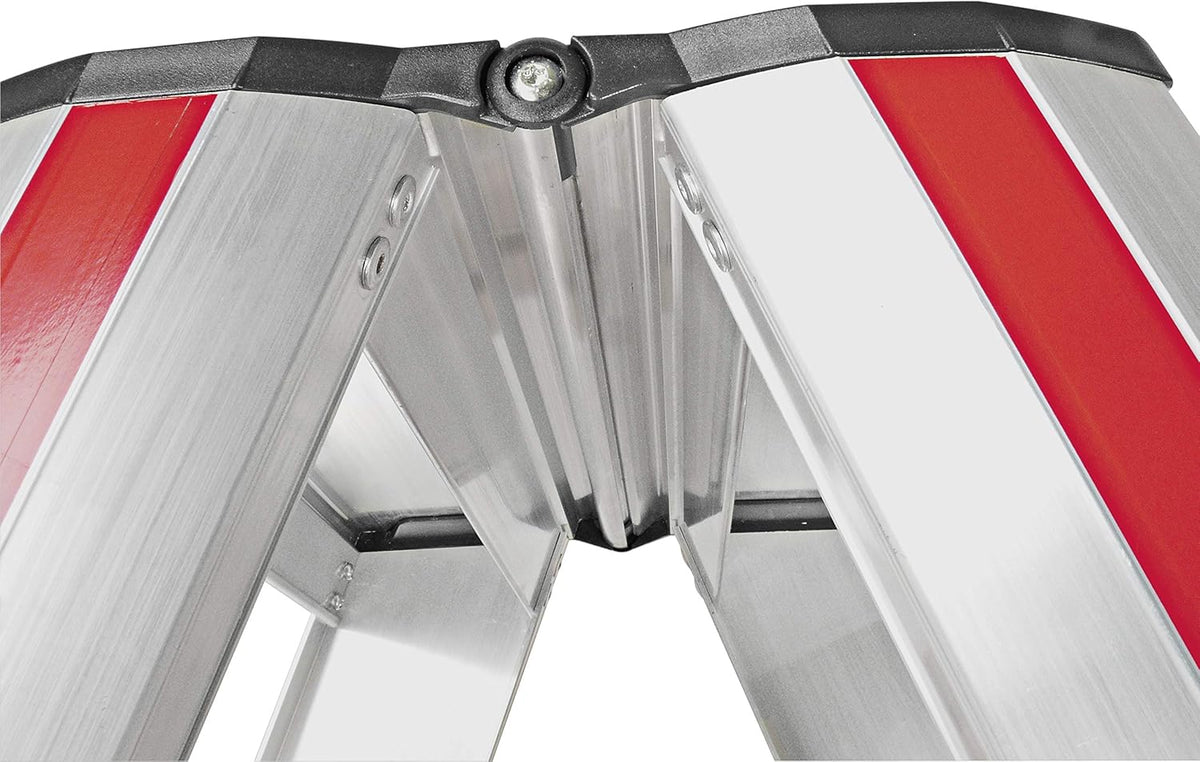 Hymer Trapladder 2 x 6 treden (aan beide zijden beloopbaar, spreidbeveiliging, grote lederen schoenen, standhoogte ca. 0,91 m) 602412
