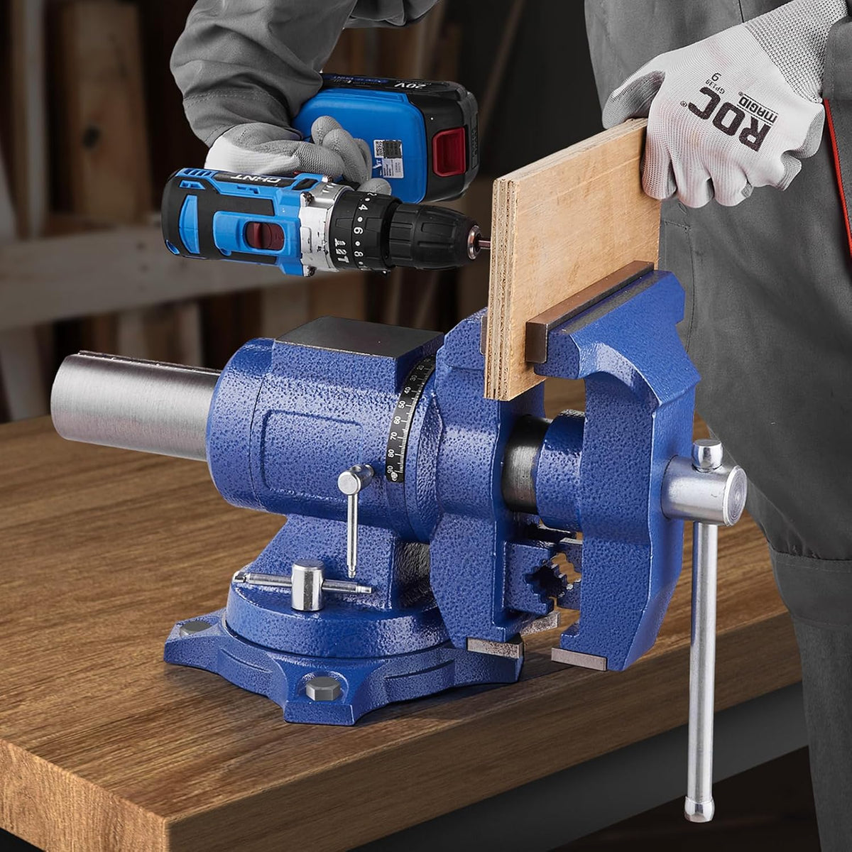 Bankschroef – Werkbankschroef – Bankschroefklem – Werkbankvijs – Heavy Duty Bankschroef – 6,5 Inch Bekkenbreedte – 360° Roterende Kop en Basis