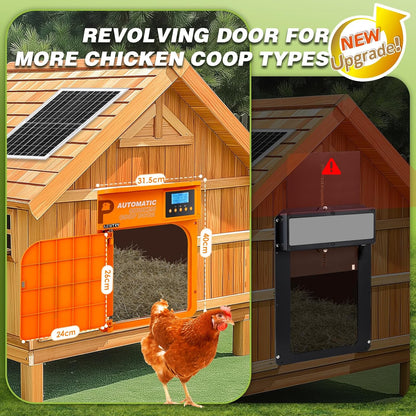 NEWTRY Automatic Chicken Door Opener with Timer and Light Sensor, 10 W, Solar Powered with Remote Control, 40 m - QUORE