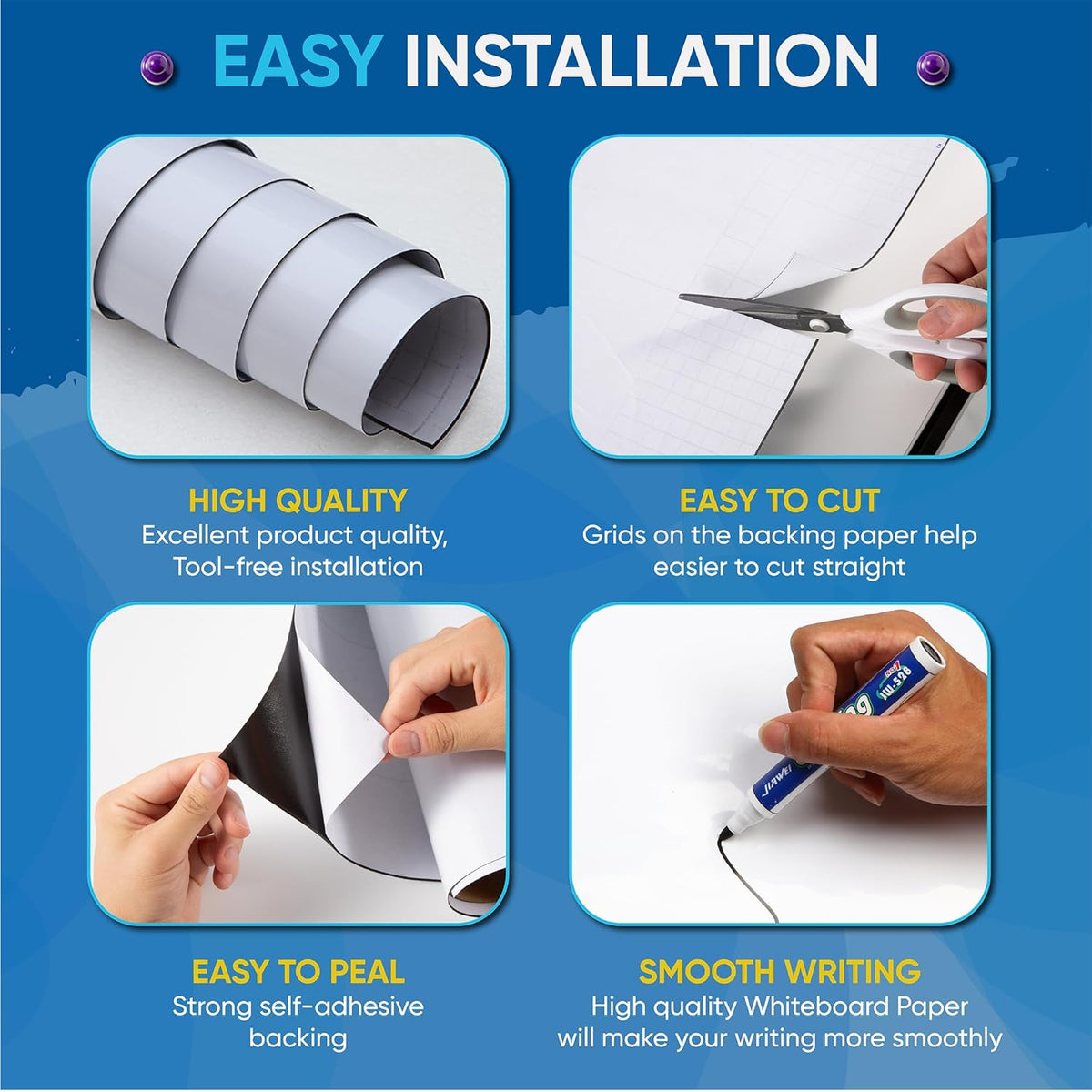 Grote Magnetisch Whiteboard Sticker voor Muur 250 x 120 cm – Zelfklevend Whiteboard Folie Droog Uitwisbaar voor Kantoor, Thuis, Speelkamer