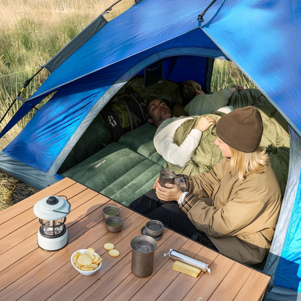 Night Cat Camping Tent 2 3 4 Persoon Man Waterdicht Gemakkelijk Set Up Nemen Up Dome Familie Tent Automatische