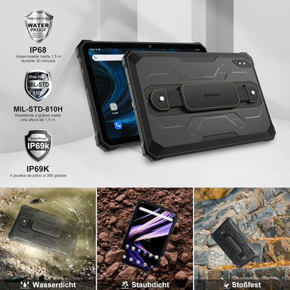 Blackview Active 8 Pro Outdoor tablet, 24GB RAM + 256 GB ROM, 2,4 K FHD+ 10,36 inch, 33 W 22000 mAh batterij tablet Android 15, 48 MP camera, Dual SIM 4G/5G WiFi/NFC/GPS/OTG/IP69K