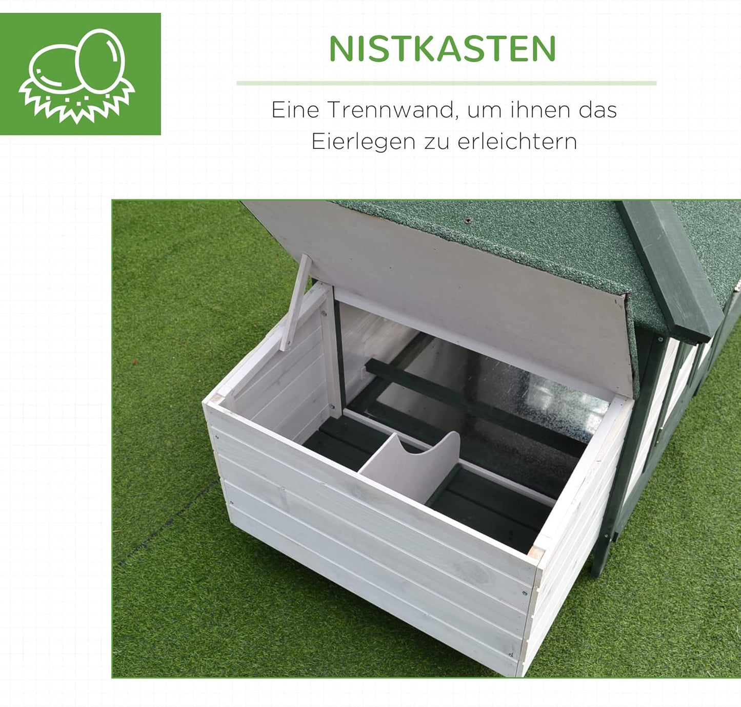 PawHut chicken coop with run chicken house, chicken coop with stick laying nest solid wood natural 196 x 76 x 97 cm - QUORE