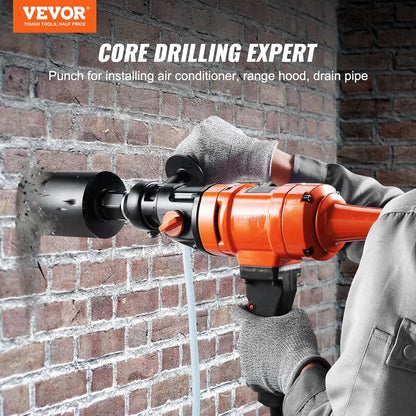 VEVOR Diamond Drill Max Diameter 102mm Depth 400mm 1500W Diamond Drill 1100/2400rpm Diamond Drill Wet Drilling with Core and Level Reinforced Concrete Construction