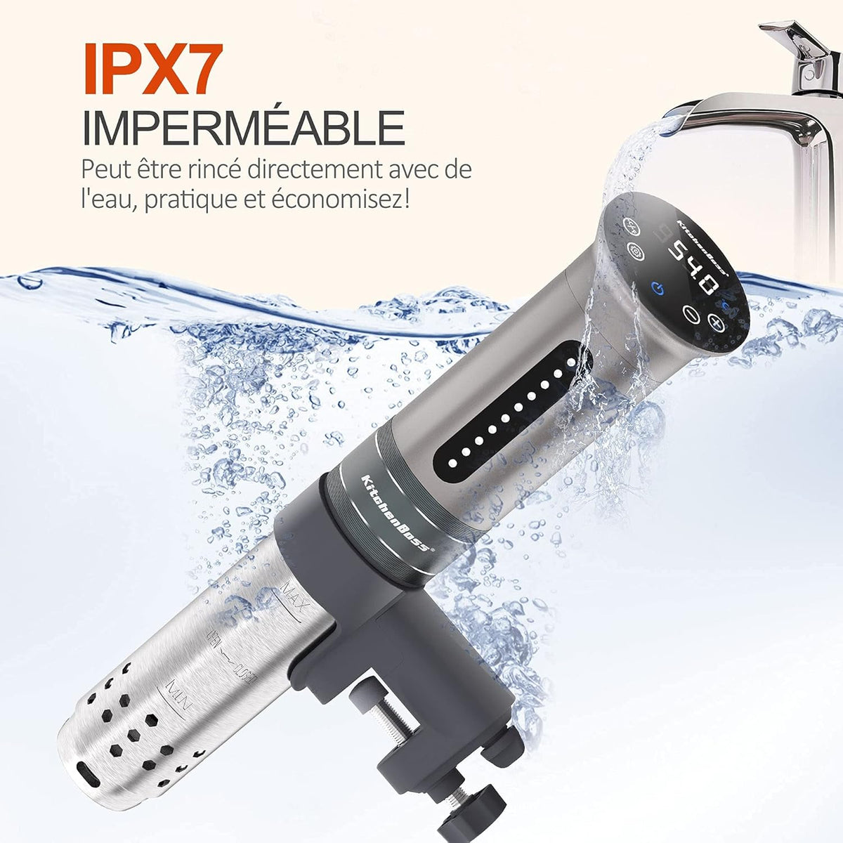 KitchenBoss Vacuümkoker, 1100 W, IPX7, waterdicht, onderdompelcomputer voor het fornuis, instelbare thermostaat voor een nauwkeurige temperatuurregeling
