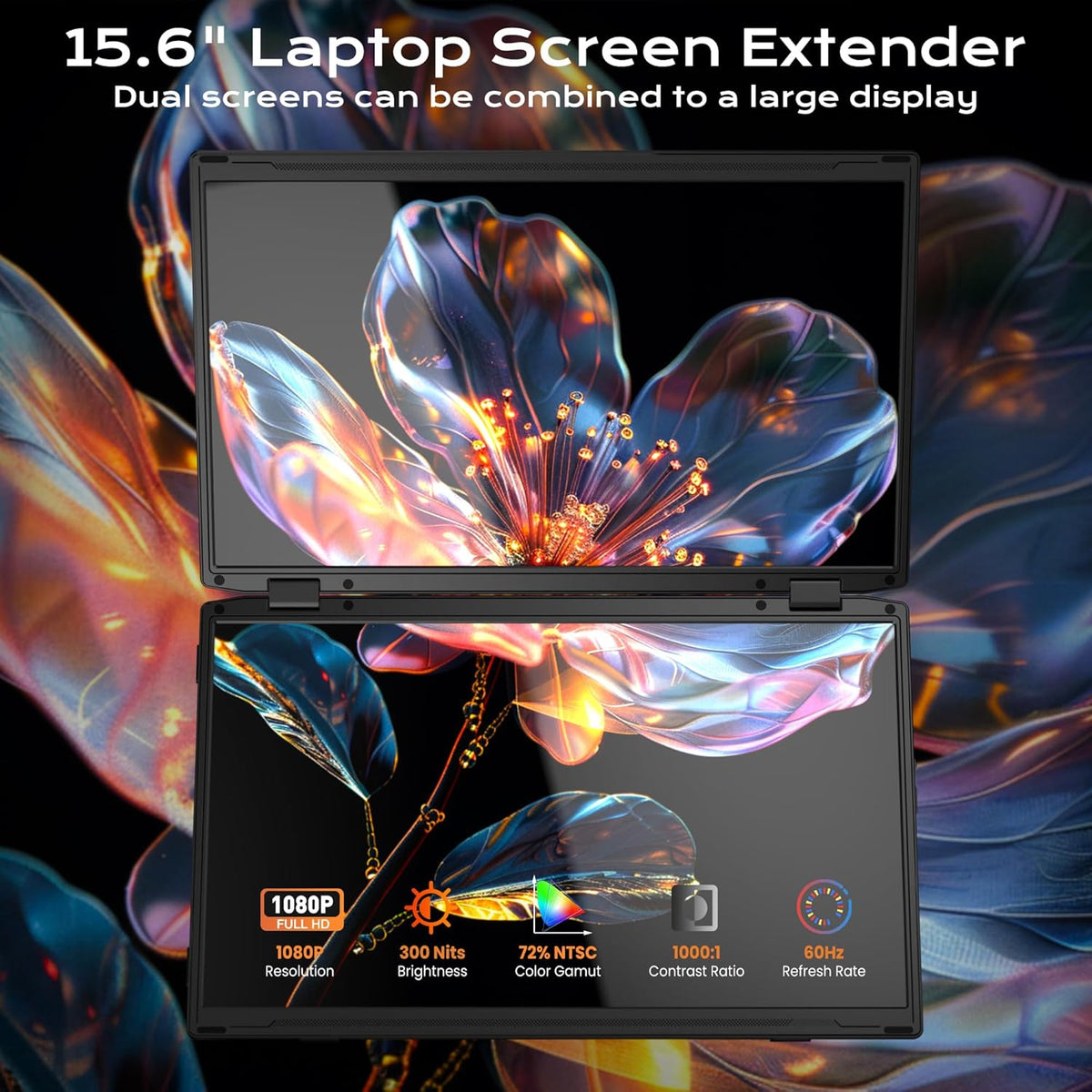 Draagbare Monitor – Portable Scherm – Mobiele Monitor – Extern Scherm – Laptop Display – 15.6 Inch Full HD IPS – 360° Draaibaar & Kantelbaar - QUORE