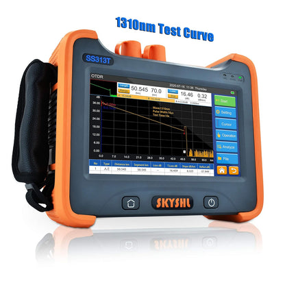 1310nm/32dB en 1550nm/30dB SM OTDR Singlemode Glasvezel Tester Met OPM+OLS+VFL+Evenementenkaart+7-inch Touchscreen Optische Reflectometer voor APC&UPC SC+ST+FC+LC Connector-SS313T-2A1