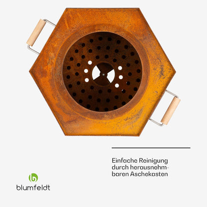 Blumfeldt Brasero Mobiele regenhoes, houten handgrepen, houtvuurplaats, 360° uitzicht, tuin en terras