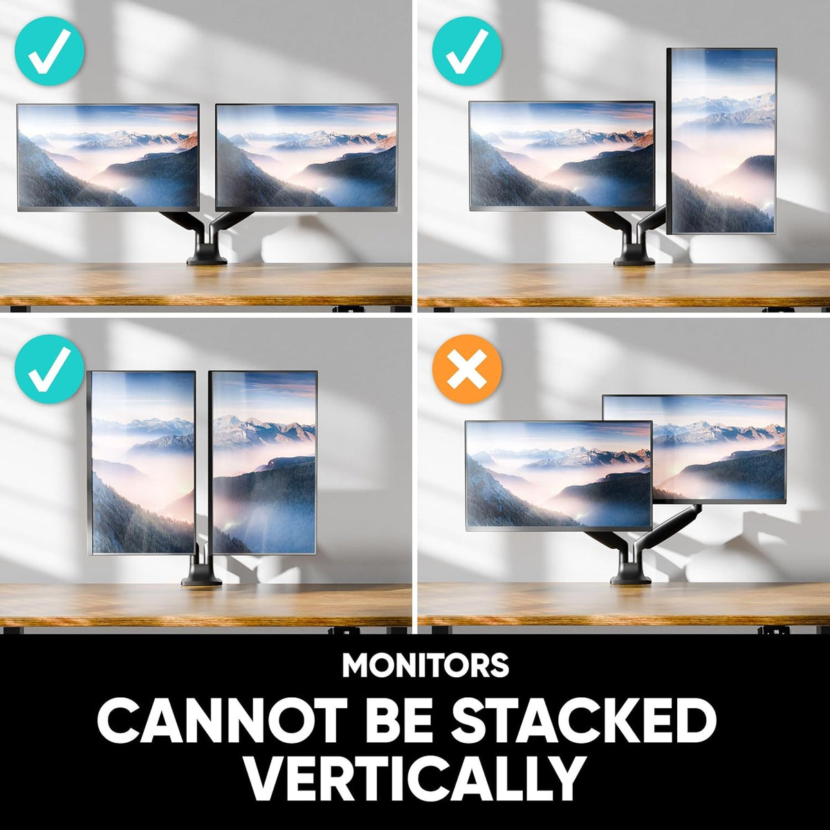 Dubbele monitorhouder Zwart – Monitorarm – Monitorbeugel – Beeldschermhouder – Monitor tafelhouder – Voor 2 schermen 13-32 inch, tot 9 kg per arm – VESA 75x75 & 100x100, Kantelbaar, Zwenkbaar en Draaibaar