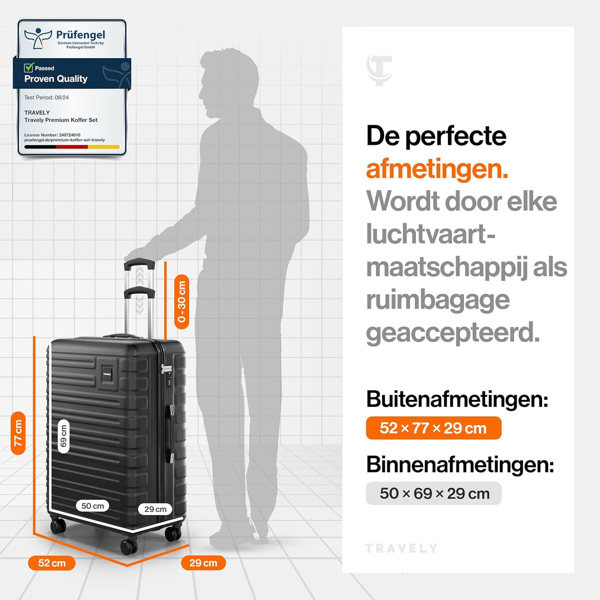 Polycarbonaat Koffer XL 77cm - 100 liter intern volume - zeer robuuste hardschalige koffer met zachte wielen & TSA-slot, reiskoffer, koffer & trolley, reiskoffer met wielen