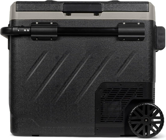 Steamy-E Dual Zone 61 Roller, Elektrische Compressor Koelbox met wielen, 58 Liter, Zwart, 12V/230V, voor vriezen en koelen van -20 tot +20, ideaal voor op de camping