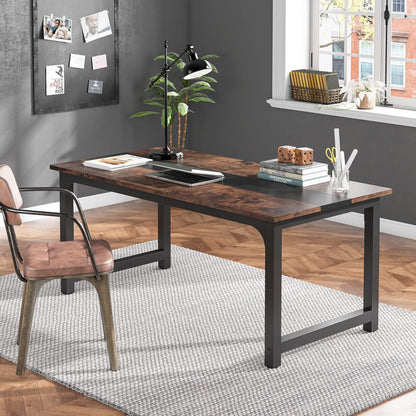 Tribesigns Modern Computer Table, Large Desk Table, Computer Table, Study, Desk, Workplace for Home Office, Rustic/Black (160 * 80cm)