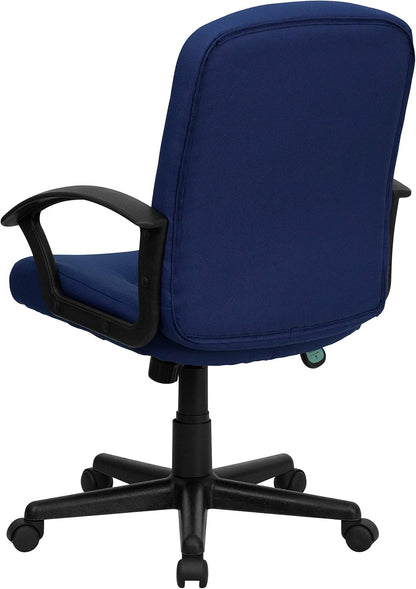 Bureaustoel – Kantoorstoel – Werkstoel – Stofferige stoel – Bureaufauteuil – Marineblauw – Middelhoge Rugleuning – Ademend Stofzitting