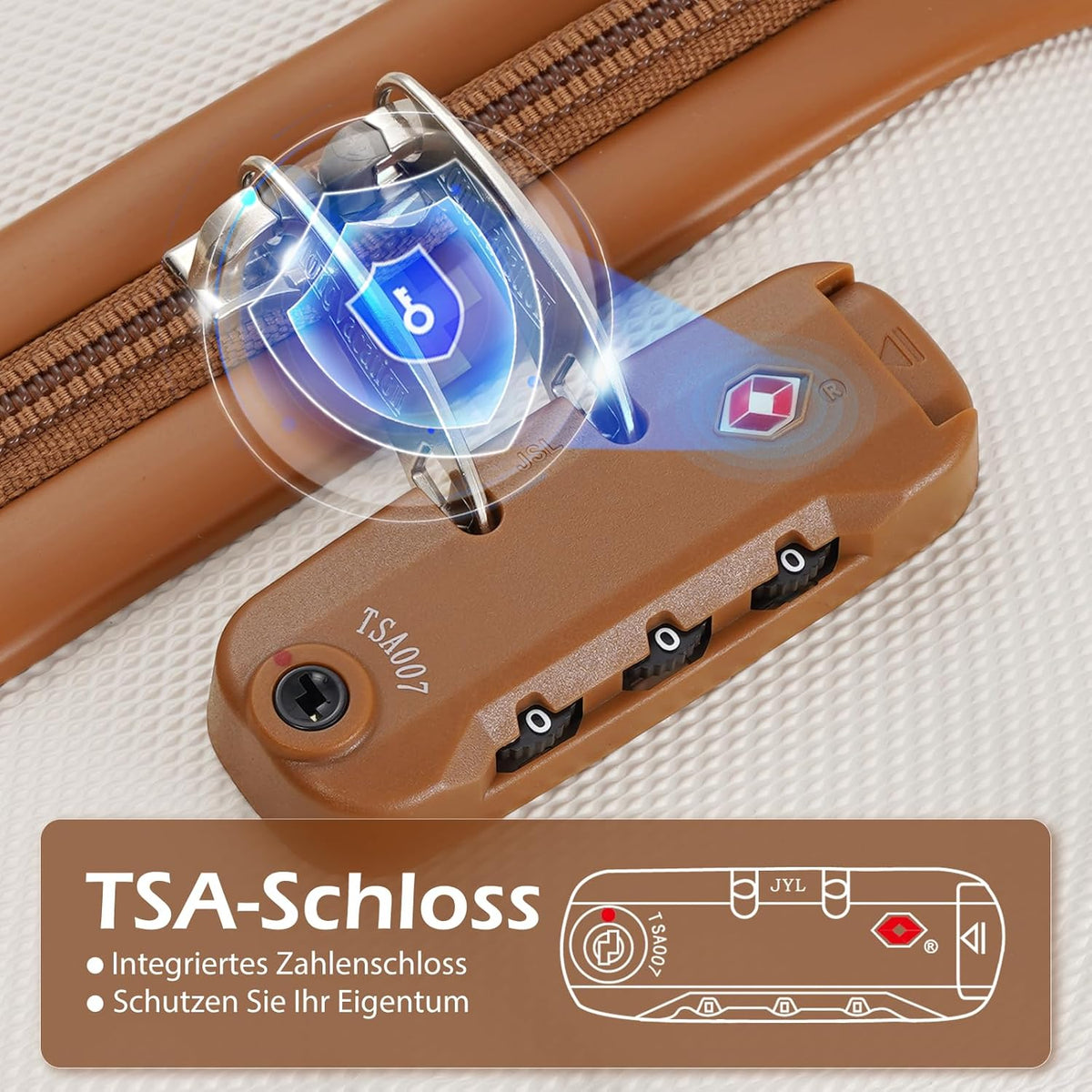 COOLIFE Koffer met harde schaal, Trolley, Rolkoffer, Reiskoffer met TSA-slot en 4 Rollen, zwart, Koffer-Set
