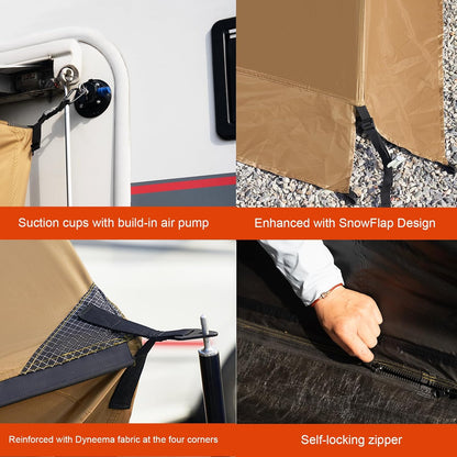 RV Luifel Screen Room Campervan Luifel Tent Camper Luifel Zonnescherm Zonnescherm voor Fiamma en Thule en Dometic Stijl Luifels. Polyester Stof Constructie, Zonbestendig, Winddicht, (Bruin 11,14 m)