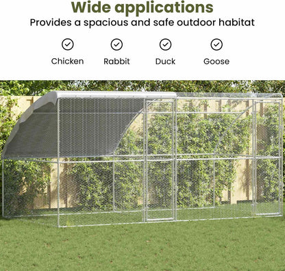 vidaXL Chicken Coop Silver 400 x 200 x 198.5 cm Galvanized steel,