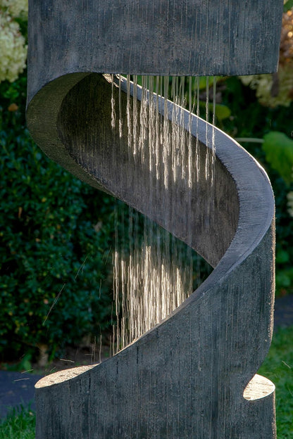 dobar® 96160e Venus Tuinfontein, groot design, terrasfontein met ledverlichting, waterval van polyhars, fontein voor buiten, decoratieve sierfontein, 31,5 x 31,5 x 79,5 cm