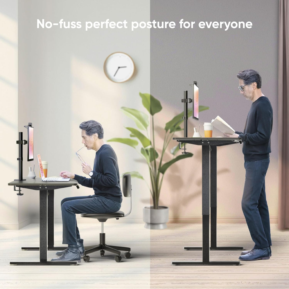 ONKRON Height Adjustable Desk with Blade 140x60cm, Electric Sit-Stand Desk up to 60kg, Electric Adjustable Table with Motor 25mm/s Lifting Speed Black WDT221E-B - QUORE