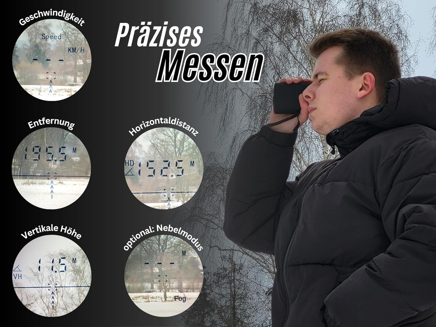 Laserafstandsmeter PRO X7 incl. inductief laadstation, jacht, golf, ranvinder tot 1000 m, snelheidsmeting