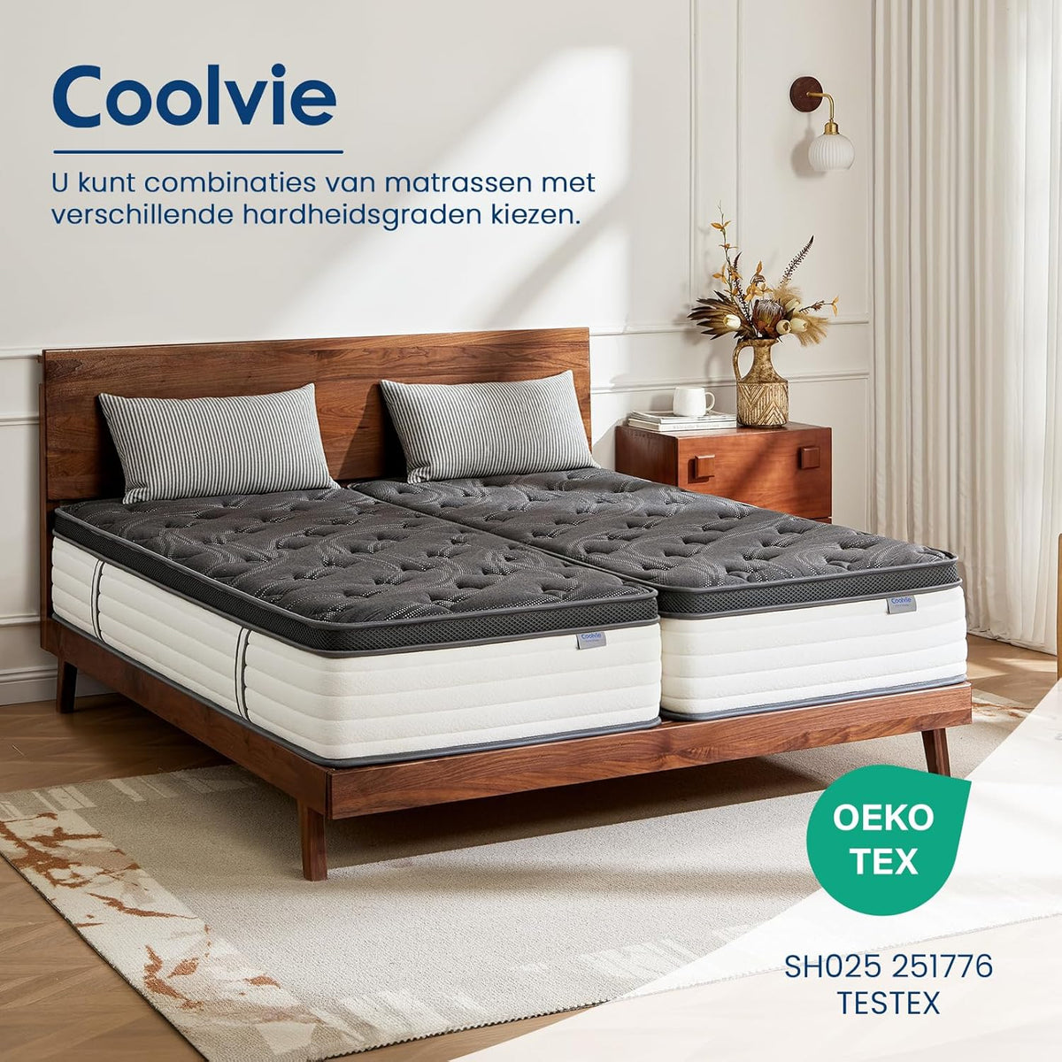 Orthopedisch Matras – Comfortschuimmatras – Pocketvering Matras – Ergonomisch Matras – 7-Zones Matras – 90x200 cm – Hoogte 25 cm – Bewegingsisolatie & Oeko-Tex Gecertificeerd