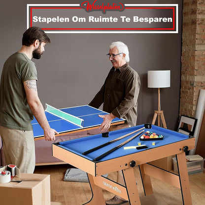 SereneLife Multi Game Table-Multifunctional Playtable-Space Saving 5-in-1 Foldable Playtable-102cm Combo Sports Arcade Game with Table Football-Table Tennis-Pool Billiards-Bowling & Shuffleboard Set - QUORE