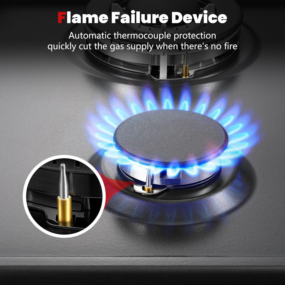 4-pits gaskookplaat – gaskomfoor – gasfornuis – kookplaat – gasplaat – Zwart Geëmailleerd Paneel – 8060 W Vermogen – Elektronisch Ontstekingssysteem Met Veiligheidszekering